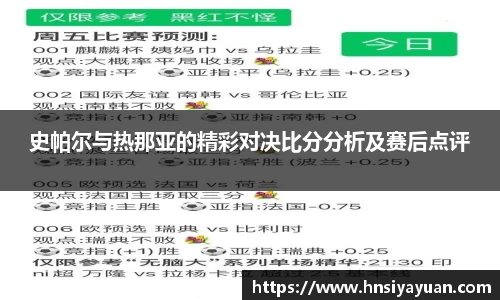 史帕尔与热那亚的精彩对决比分分析及赛后点评