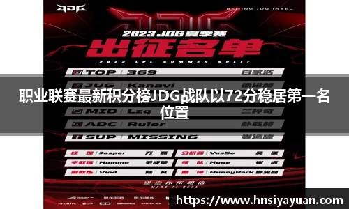 职业联赛最新积分榜JDG战队以72分稳居第一名位置